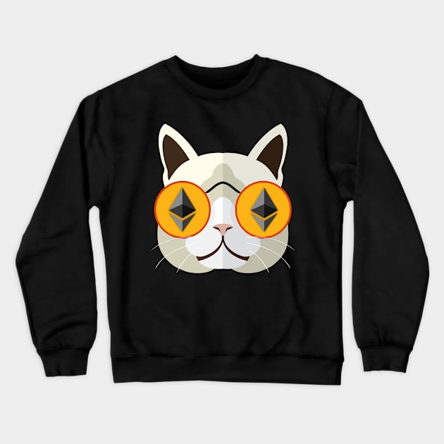 Ethereum Cat Hipster Crewneck Sweatshirt by mangobanana